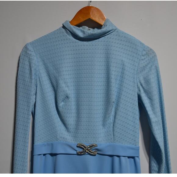 Vintage 1970's Mother of the Bride Dress Blue Size 11 - Picture 7 of 11